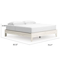 Soca King Size Platform Bed, Whitewashed Oak Grain, Low Profile, Plywood Base - BM348771