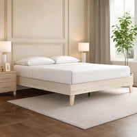 Soca King Size Platform Bed, Whitewashed Oak Grain, Low Profile, Plywood Base - BM348771