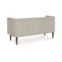 Wamy Accent Bench with Curved Back, 52 Inch Beige Polyester, Brown Wood - BM348772