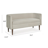 Wamy Accent Bench with Curved Back, 52 Inch Beige Polyester, Brown Wood - BM348772