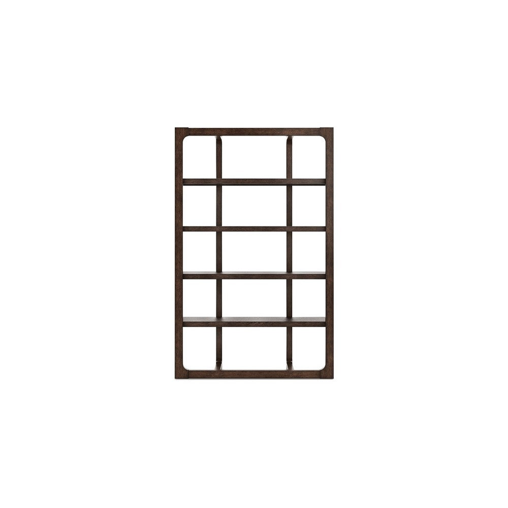 Kemu Modern Bookcase, 4 Open Shelves, 76 Inch Rustic Dark Brown Wood - BM348773