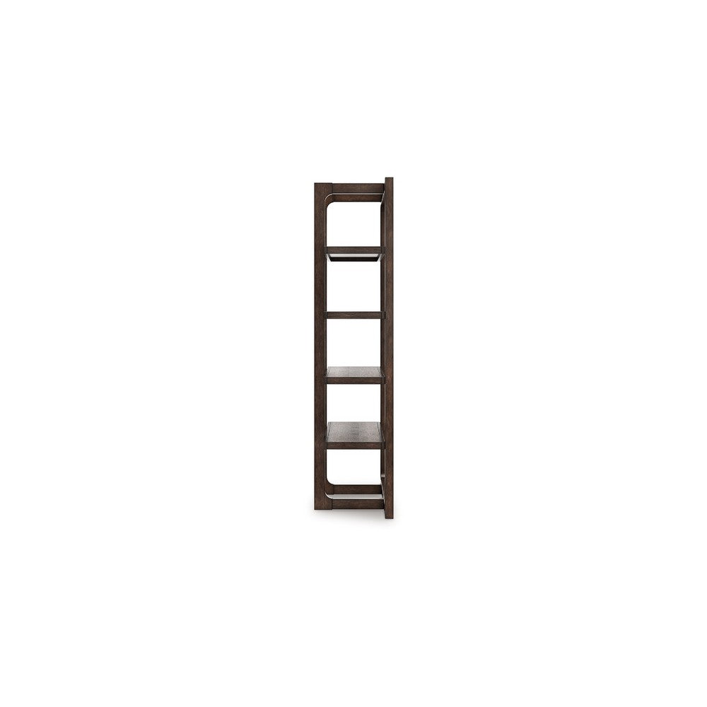 Kemu Modern Bookcase, 4 Open Shelves, 76 Inch Rustic Dark Brown Wood - BM348773
