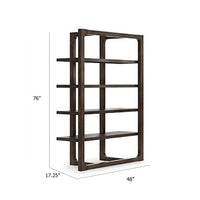 Kemu Modern Bookcase, 4 Open Shelves, 76 Inch Rustic Dark Brown Wood - BM348773