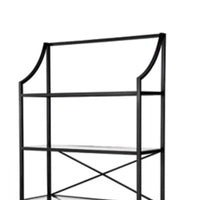Meu Bookcase with 5 Clear Glass Shelves, 72 Inch Antique Black Metal - BM348774