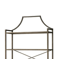 Gey Bookcase with 5 Clear Glass Shelves, 72 Inch Antique Bronze Metal Frame - BM348775