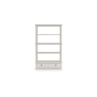 Lea Bookcase with 4 Shelves and Storage Drawer, 75 Inch Antique White - BM348778