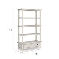 Lea Bookcase with 4 Shelves and Storage Drawer, 75 Inch Antique White - BM348778