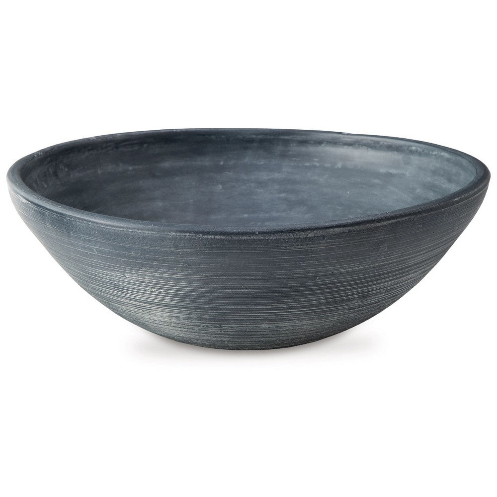 Mio Decorative Accessory Bowl, 16 Inch Round Distressed Blue Terracotta - BM348779
