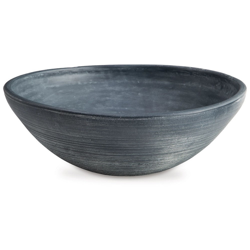 Mio Decorative Accessory Bowl, 16 Inch Round Distressed Blue Terracotta - BM348779