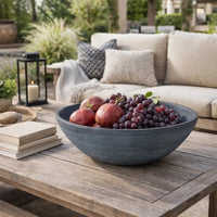 Mio Decorative Accessory Bowl, 16 Inch Round Distressed Blue Terracotta - BM348779
