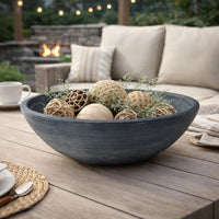 Mio Decorative Accessory Bowl, 16 Inch Round Distressed Blue Terracotta - BM348779