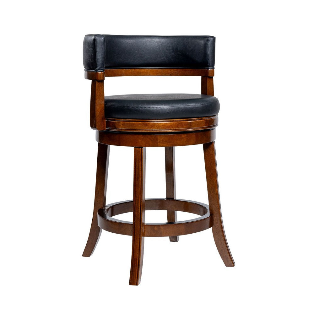 Bely Swivel Counter Height Chair, Black Faux Leather, Cappuccino Brown - BM348799