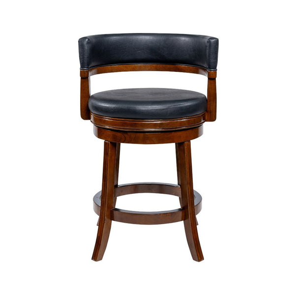 Bely Swivel Counter Height Chair, Black Faux Leather, Cappuccino Brown - BM348799