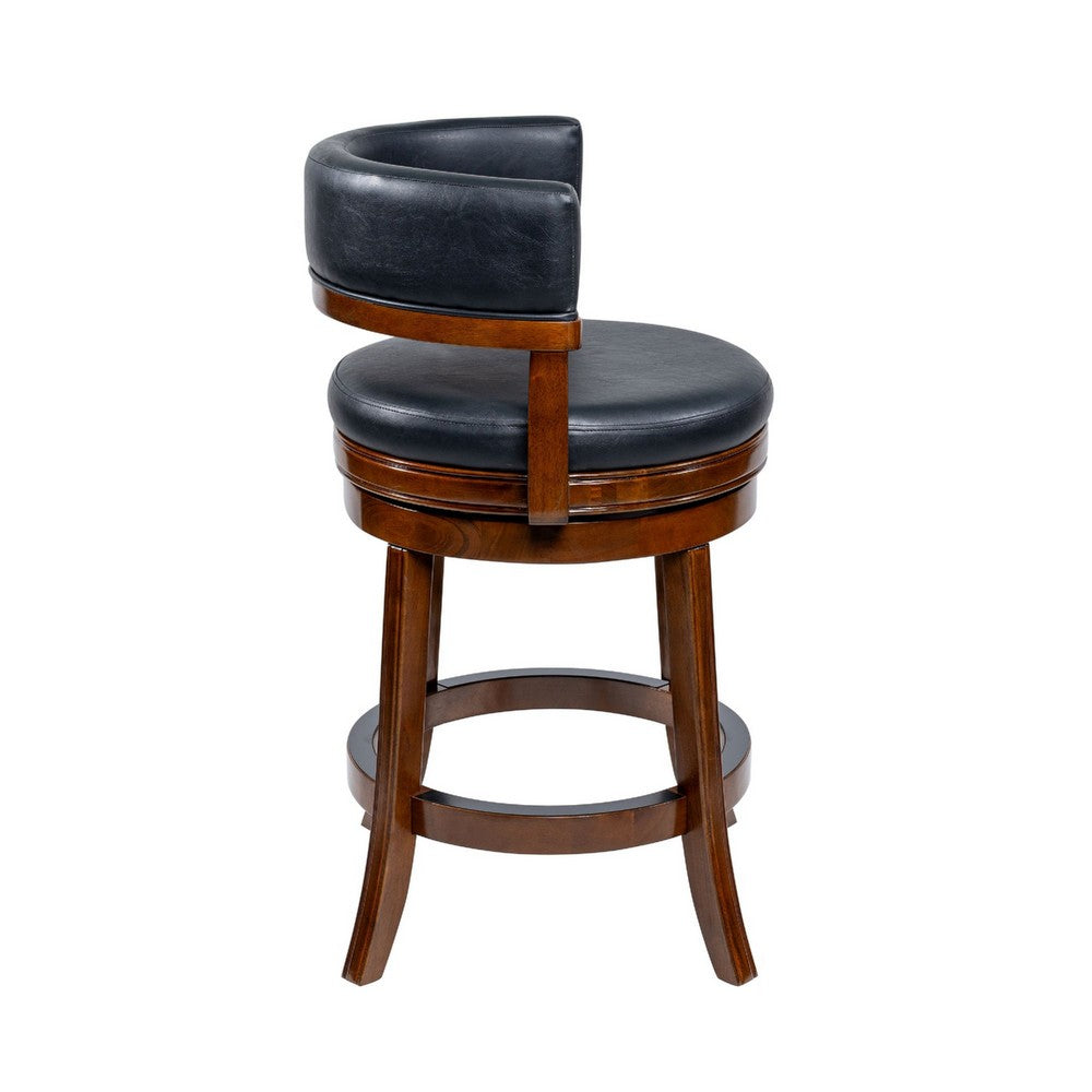Bely Swivel Counter Height Chair, Black Faux Leather, Cappuccino Brown - BM348799
