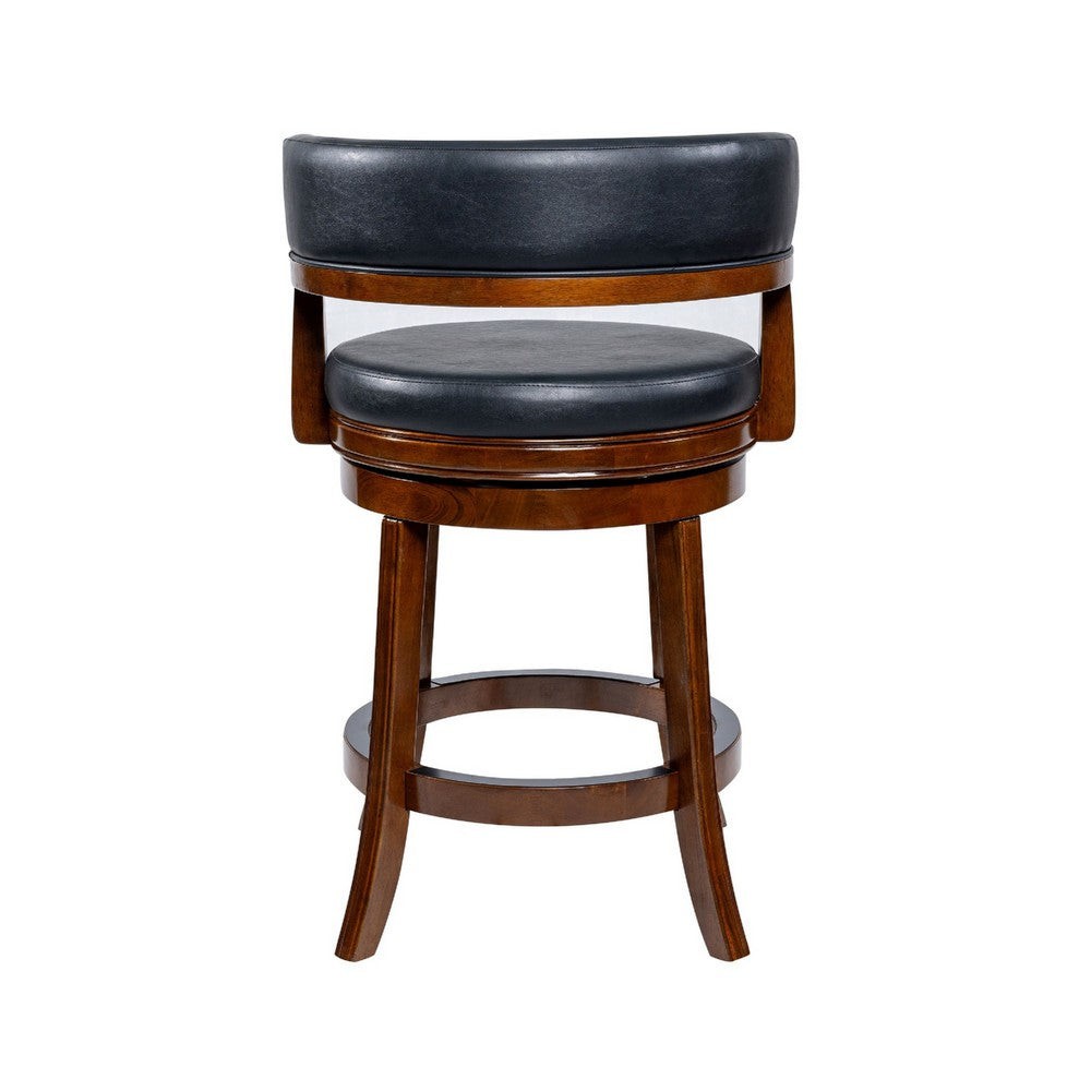 Bely Swivel Counter Height Chair, Black Faux Leather, Cappuccino Brown - BM348799