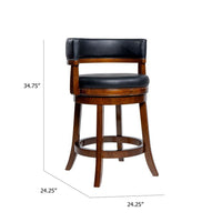 Bely Swivel Counter Height Chair, Black Faux Leather, Cappuccino Brown - BM348799