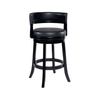 Bely Swivel Barstool Chair, Faux Leather Seat with Wood Frame, Black - BM348801