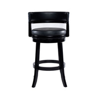 Bely Swivel Barstool Chair, Faux Leather Seat with Wood Frame, Black - BM348801