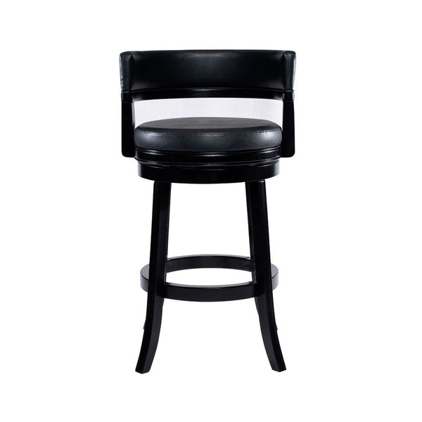 Bely Swivel Barstool Chair, Faux Leather Seat with Wood Frame, Black - BM348801