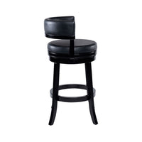 Bely Swivel Barstool Chair, Faux Leather Seat with Wood Frame, Black - BM348801