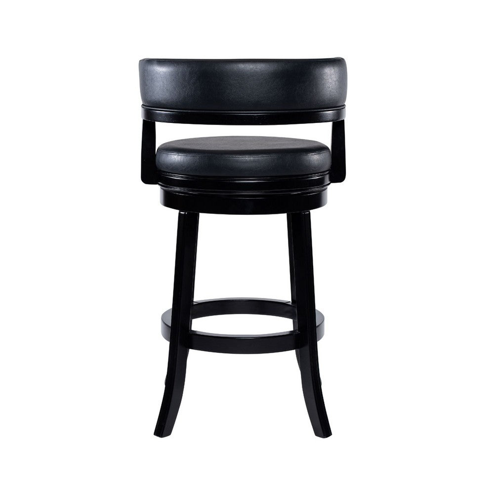 Bely Swivel Barstool Chair, Faux Leather Seat with Wood Frame, Black - BM348801