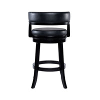 Bely Swivel Barstool Chair, Faux Leather Seat with Wood Frame, Black - BM348801