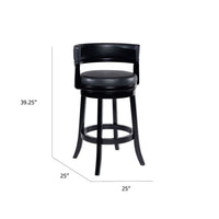 Bely Swivel Barstool Chair, Faux Leather Seat with Wood Frame, Black - BM348801