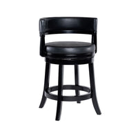 Bely Swivel Counter Stool Chair, Black Faux Leather Seat with Wood Legs - BM348802