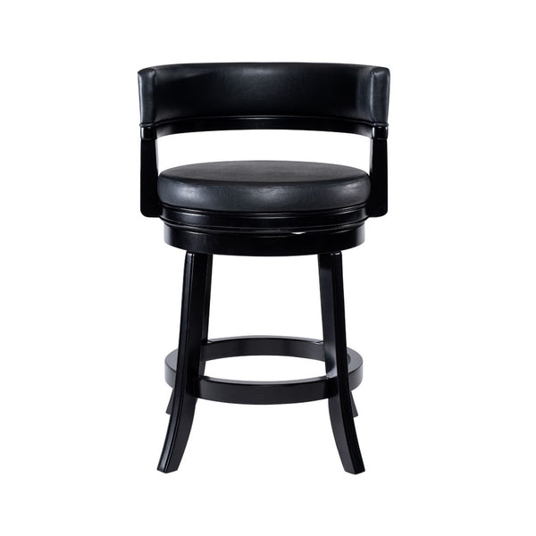 Bely Swivel Counter Stool Chair, Black Faux Leather Seat with Wood Legs - BM348802