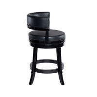 Bely Swivel Counter Stool Chair, Black Faux Leather Seat with Wood Legs - BM348802
