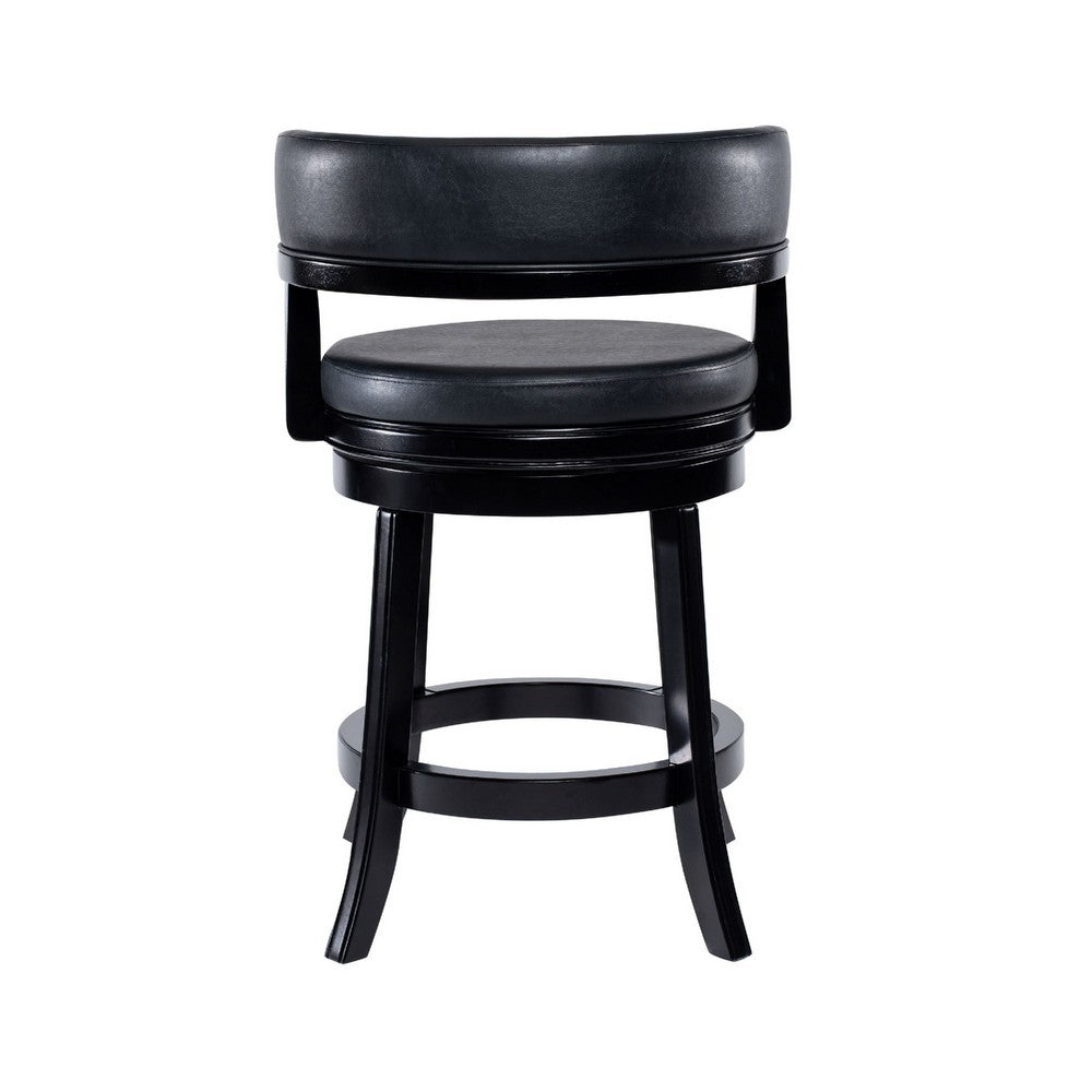 Bely Swivel Counter Stool Chair, Black Faux Leather Seat with Wood Legs - BM348802