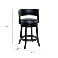 Bely Swivel Counter Stool Chair, Black Faux Leather Seat with Wood Legs - BM348802