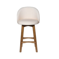 Gery Swivel Barstool Chair, Cream Fabric Seat with Natural Brown Legs - BM348803