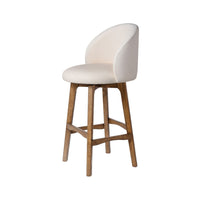 Gery Swivel Barstool Chair, Cream Fabric Seat with Natural Brown Legs - BM348803
