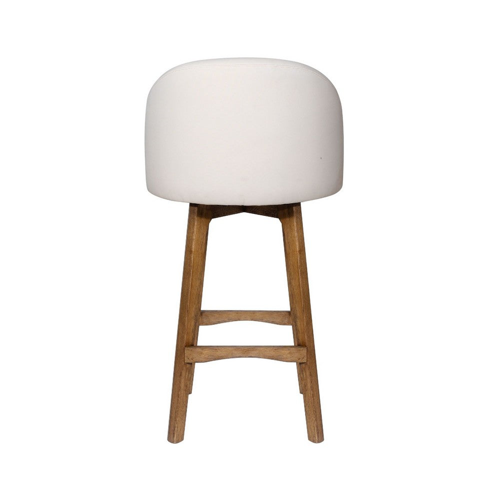 Gery Swivel Barstool Chair, Cream Fabric Seat with Natural Brown Legs - BM348803