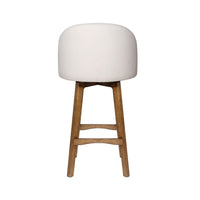 Gery Swivel Barstool Chair, Cream Fabric Seat with Natural Brown Legs - BM348803