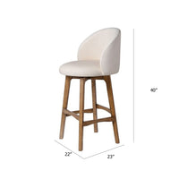 Gery Swivel Barstool Chair, Cream Fabric Seat with Natural Brown Legs - BM348803