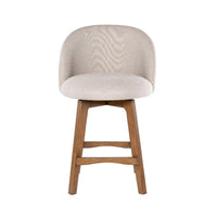 Gery Swivel Counter Height Chair, Cream Fabric Seat, Natural Brown - BM348804