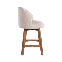 Gery Swivel Counter Height Chair, Cream Fabric Seat, Natural Brown - BM348804