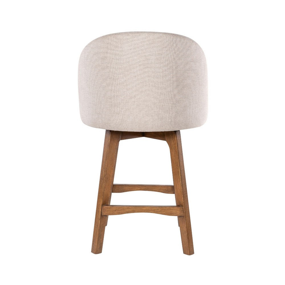 Gery Swivel Counter Height Chair, Cream Fabric Seat, Natural Brown - BM348804