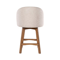 Gery Swivel Counter Height Chair, Cream Fabric Seat, Natural Brown - BM348804
