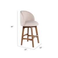 Gery Swivel Counter Height Chair, Cream Fabric Seat, Natural Brown - BM348804