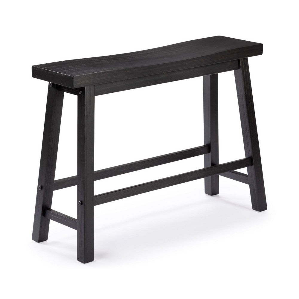 Amber Counter Height Bench, Backless Seat, Charcoal Black Acacia Wood - BM348805