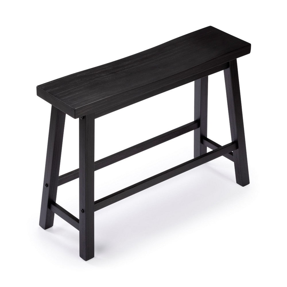 Amber Counter Height Bench, Backless Seat, Charcoal Black Acacia Wood - BM348805