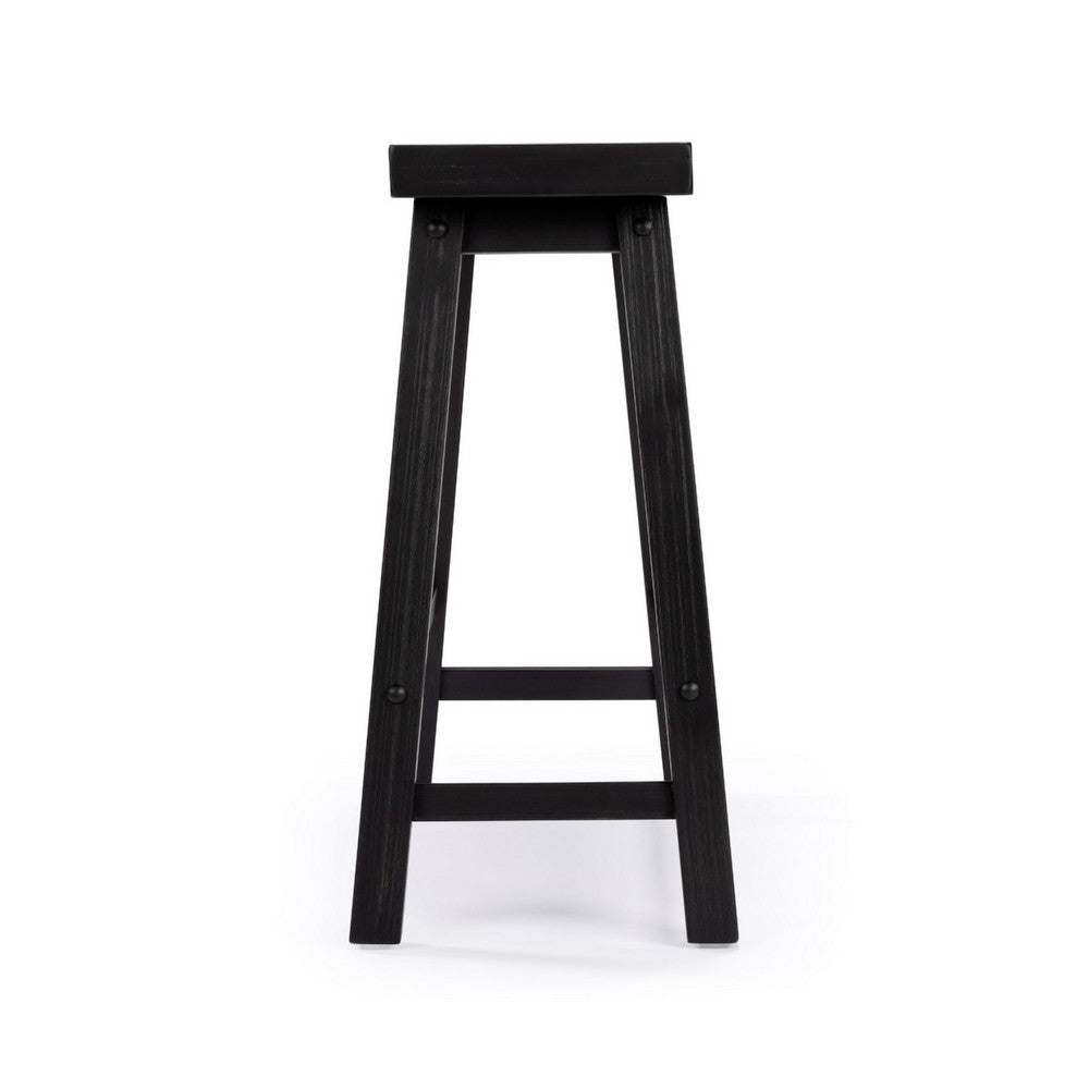 Amber Counter Height Bench, Backless Seat, Charcoal Black Acacia Wood - BM348805