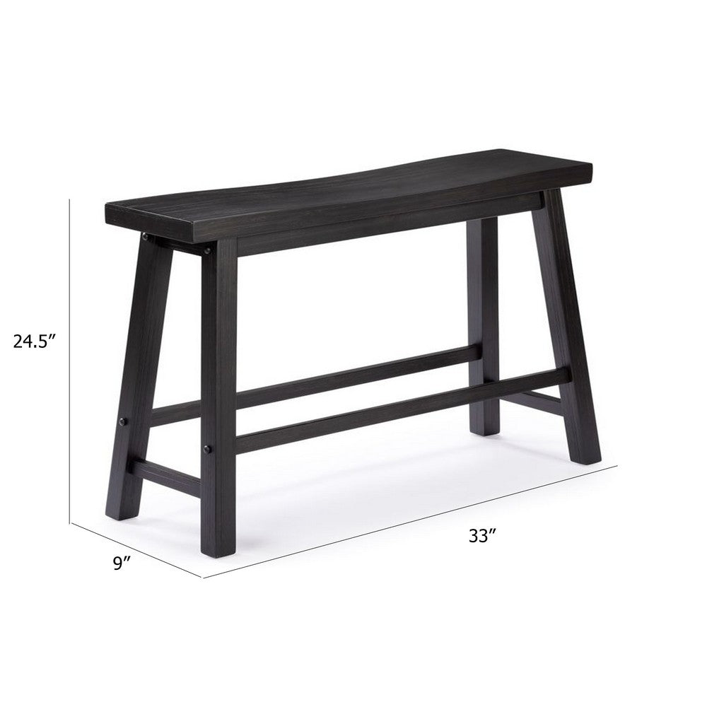 Amber Counter Height Bench, Backless Seat, Charcoal Black Acacia Wood - BM348805