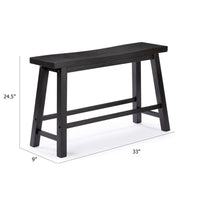 Amber Counter Height Bench, Backless Seat, Charcoal Black Acacia Wood - BM348805