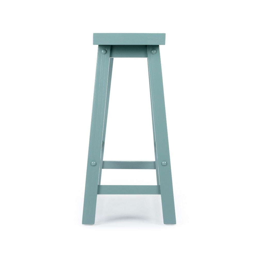 Amber Counter Height Bench, Backless Seat, Light Blue Acacia Wood - BM348806