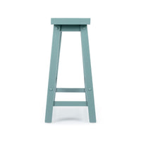 Amber Counter Height Bench, Backless Seat, Light Blue Acacia Wood - BM348806