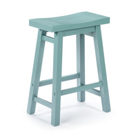 Amber Counter Height Stool, Saddle Seat, Light Blue Acacia Wood Frame - BM348808
